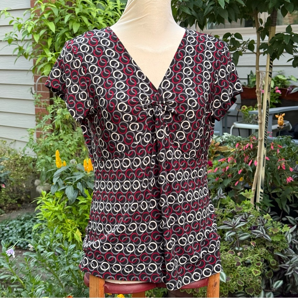 Van Heusen Black and Red Patterned Blouse